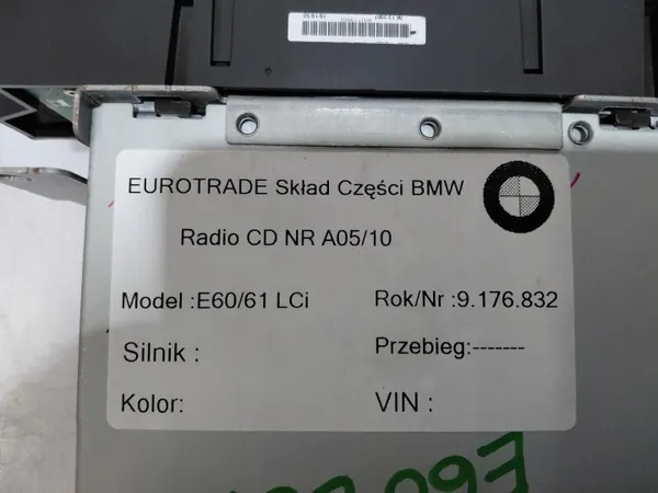 Radio CD BMW OEM 65129176832 pour E60 E61 LCI image 6