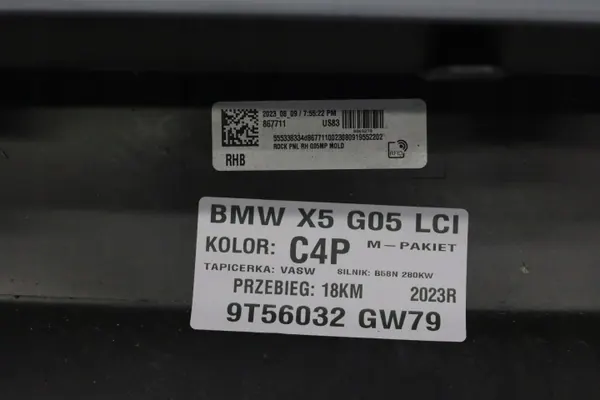 OEM 8069278MWGK Moldurón de umbral derecho BMW X5 image 5