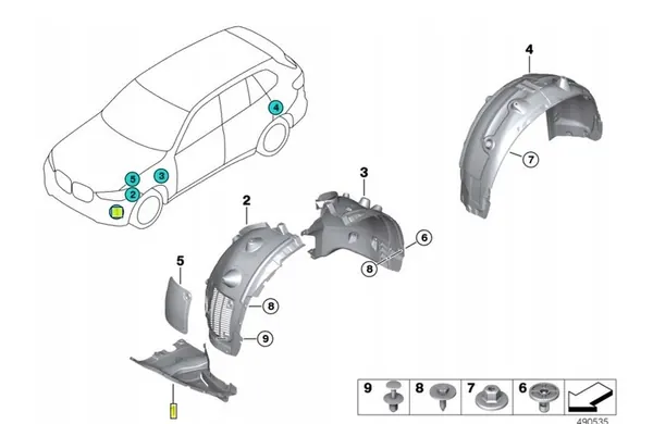 Left Wheel Arch Cover Triangle BMW X5 G05 OEM image 4