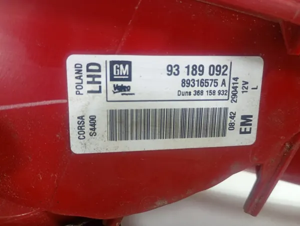 Opel Corsa D 06-14 Lámpara Trasera Izquierda OE GM 93189092 image 6