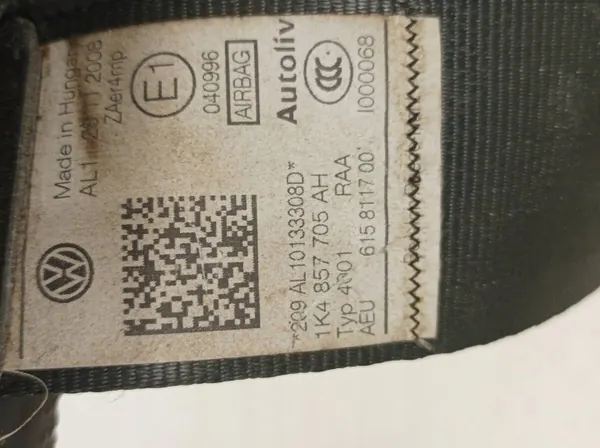 OEM 1K4857705AH Kuljettajan etu-vasen turvavyö image 3