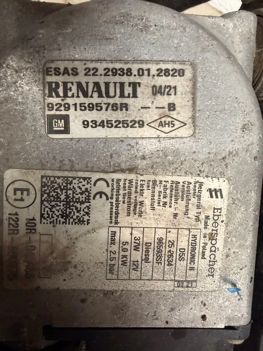 RENAULT TRAFIC VIVARO III WEBASTO HEATER 93452529 image 4