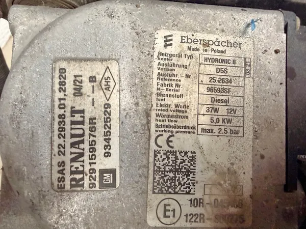 RENAULT TRAFIC VIVARO III WEBASTO HEATER 93452529 image 5