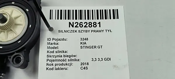 Kia Stinger rechter achterraam motor OEM 83460J5000 image 6
