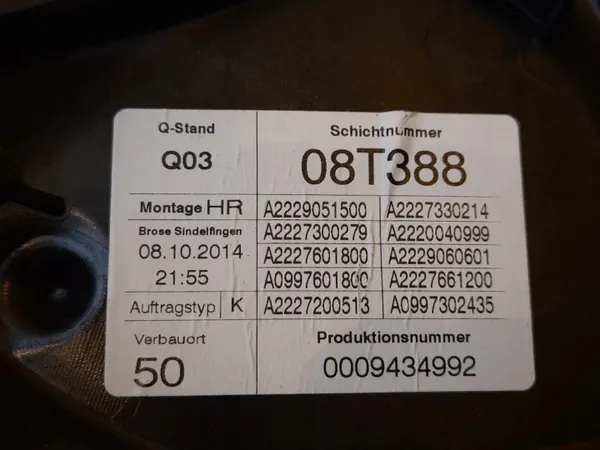 OEM A2229051500 Dörrpanelöverdrag Höger Bak Mercedes image 4