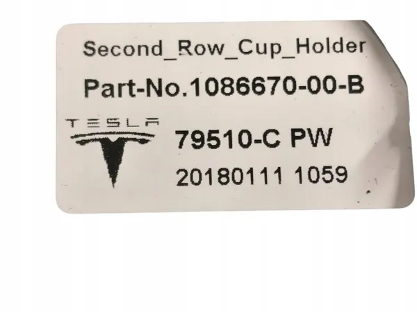 Tesla Model S Dryckeshållare OEM 108667000B - Framkonsol image 7