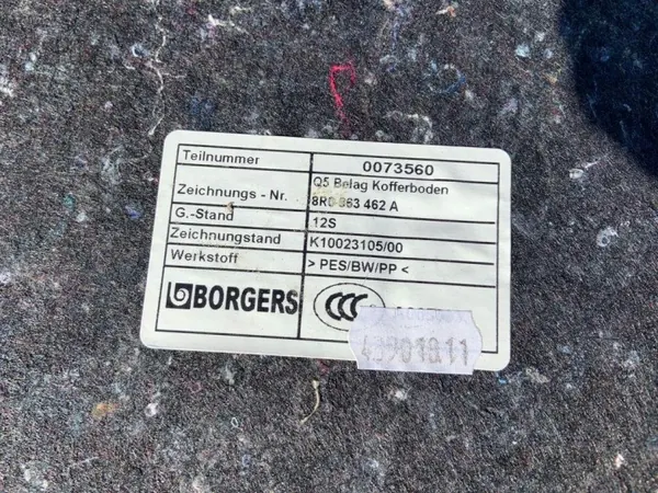 Alfombrilla de maletero Audi Q5 SQ5 2011 OEM 8R0863462A image 3