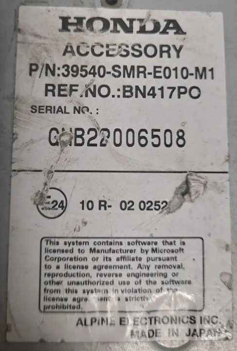 Honda Civic 2008 CD/DVD-vaihtaja OEM 39540SMRE010M1 image 7