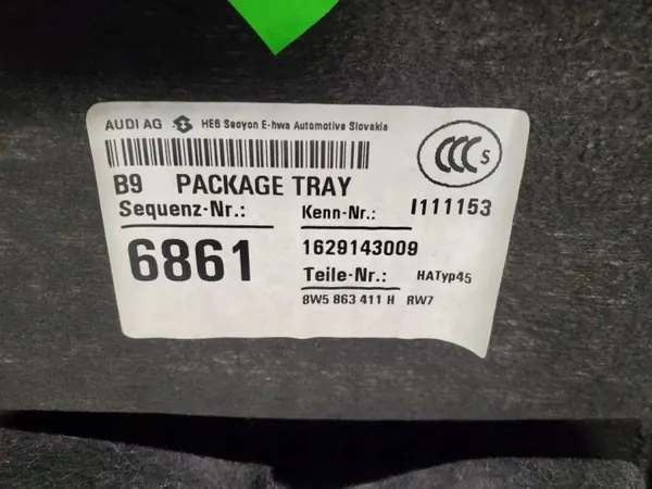 Audi A4 S4 B9 Heckablage OEM 8W5863411H image 3