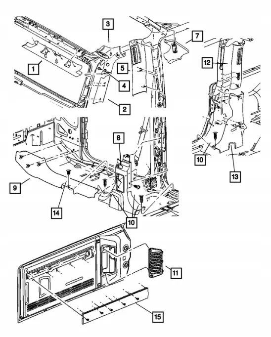 Cache de pilier B gauche Jeep Wrangler JK OEM 5KP71XDVAD image 4