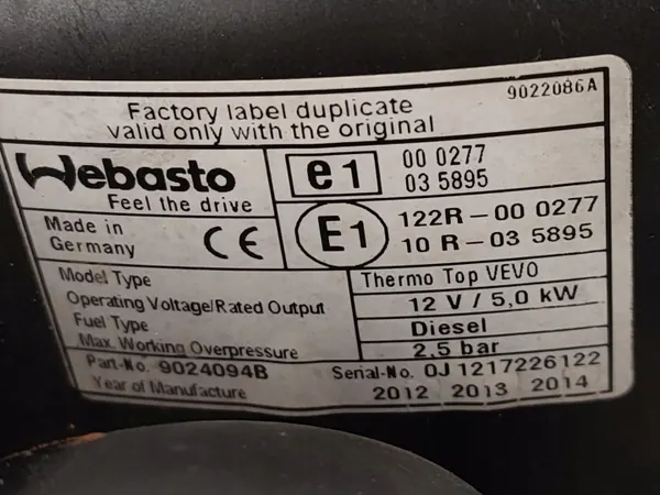Webasto Standheizung 5kW OEM 9024094B Range Rover Sport image 9