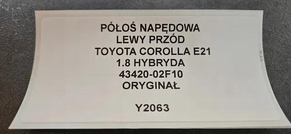 Fram vänster drivaxel Toyota Corolla E21 1.8 Hybrid image 5