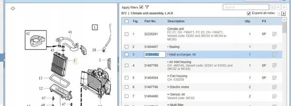 Volvo XC90 2019 Verwarmingskern image 4