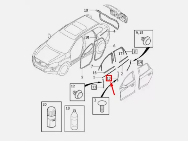 OEM 30762361 vänster bakdörrtätning Volvo XC60 image 3