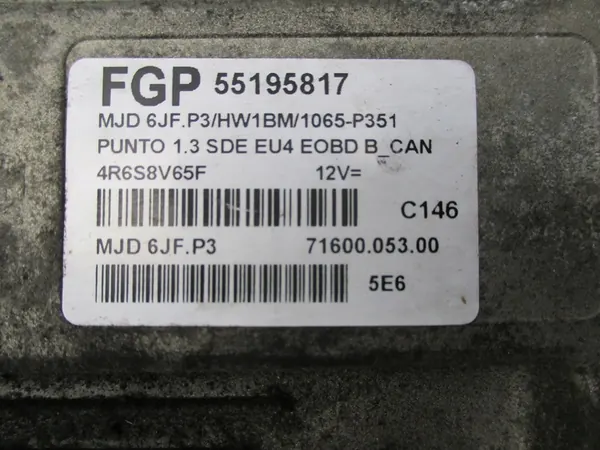 FIAT PUNTO 1.3 JTD Motorcontroller 55195817 image 2