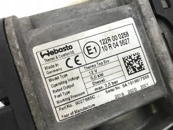 Webasto Verwarming OEM 122R000258 Peugeot Traveller image 8