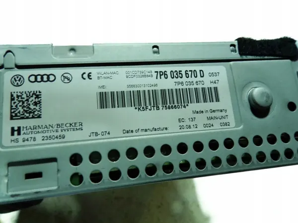 VW CD-byttare OEM 7P6035670D för Touareg 4.2L Diesel image 4