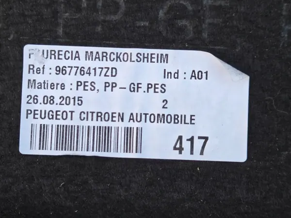 Estante de maletero PEUGEOT 308 T9 OEM 96776417ZD 2021 image 8