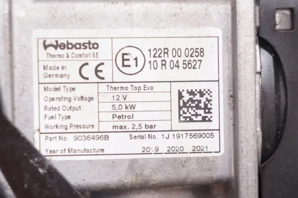 Chauffage Webasto Volvo OEM 122R000258 9036496B image 6
