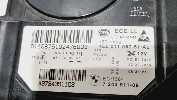 Farol Xenon Esquerdo BMW 5 F10 F11 Lift Europa 7343911 image 4