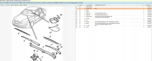 Tuulilasinpyyhkijän mekanismi Saab 9-3 Ver2 2006 image 6