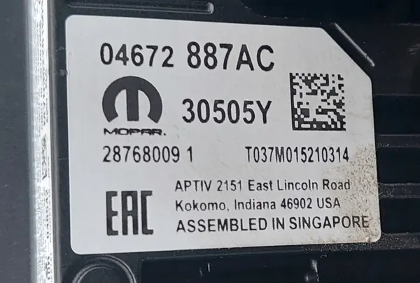 Jeep Wrangler JL 21-22 Distronic-camera OEM 04672887AC image 3
