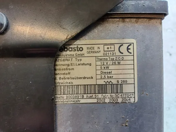 Aquecedor auxiliar Webasto Thermo Top Z/C-D 66724A image 7