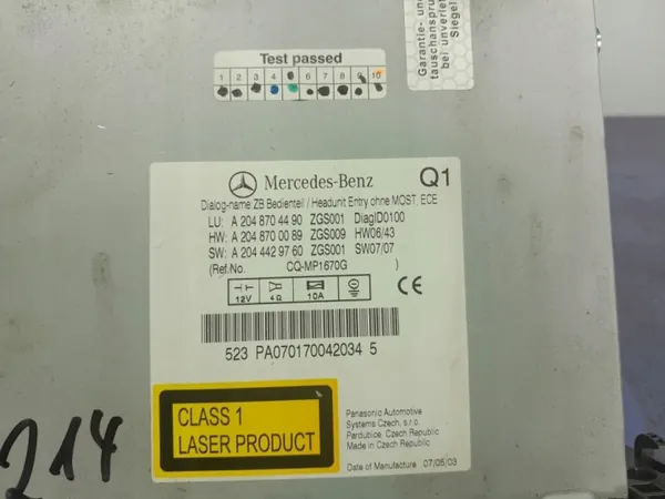 Radio CD Mercedes C W204 OEM A2048704490 image 6