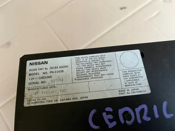 Changer CD Nissan 28184AG000 pour Cedric 1998-2004 image 3