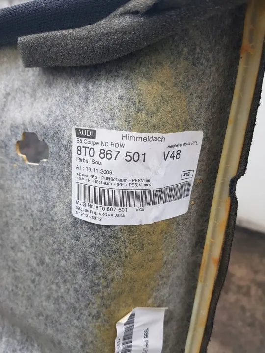 OEM 8T0867501 Ciel de Toit pour Audi A5 8T Coupé S-Line image 10