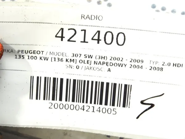 Radio OEM 96556952XT para Peugeot 307 SW 2002-2009 image 6