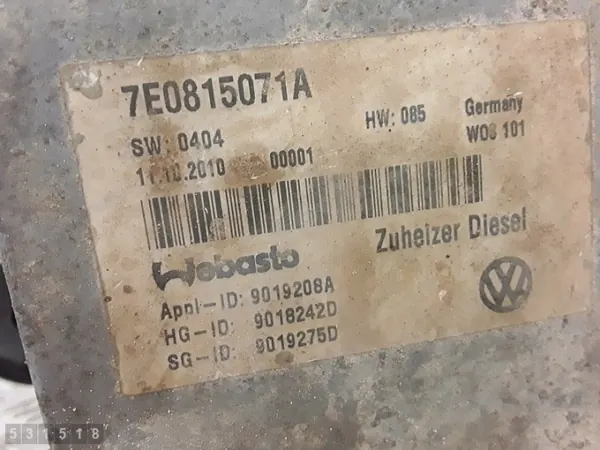 Riscaldamento Webasto VW Transporter T5 2010 7E0815071A image 5