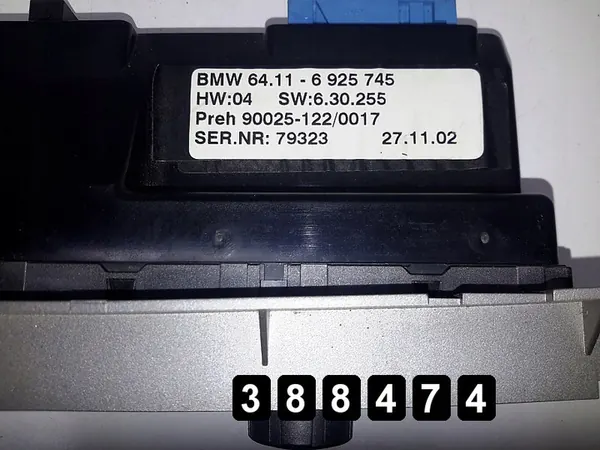 Module de contrôle climatique BMW 7 Series 2005 64116925745 image 5