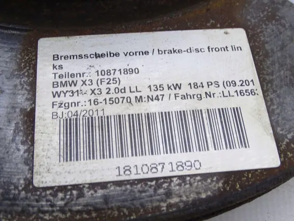 BMW X3 F25 Voorremsschijf 328mm OEM #070 image 4
