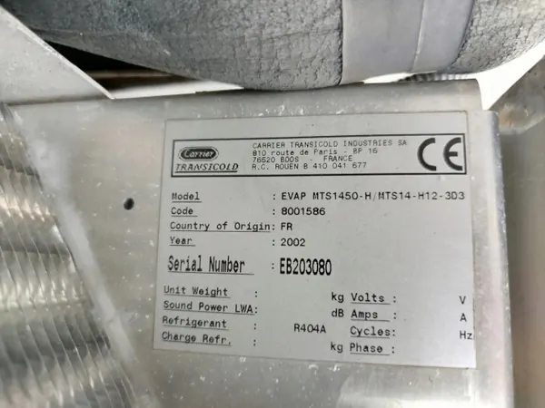 Unidade de refrigeração Carrier OEM 8001586 - Usado image 6