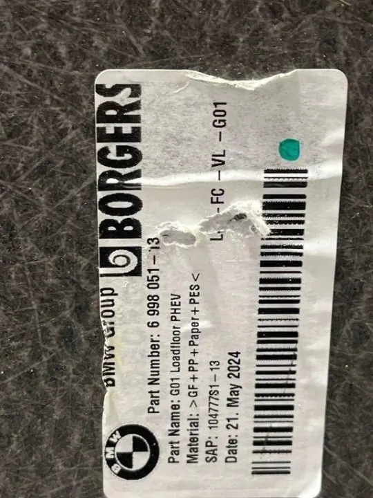 BMW X3 G01 2020 Tavaratilan matto OEM 6998051 image 4