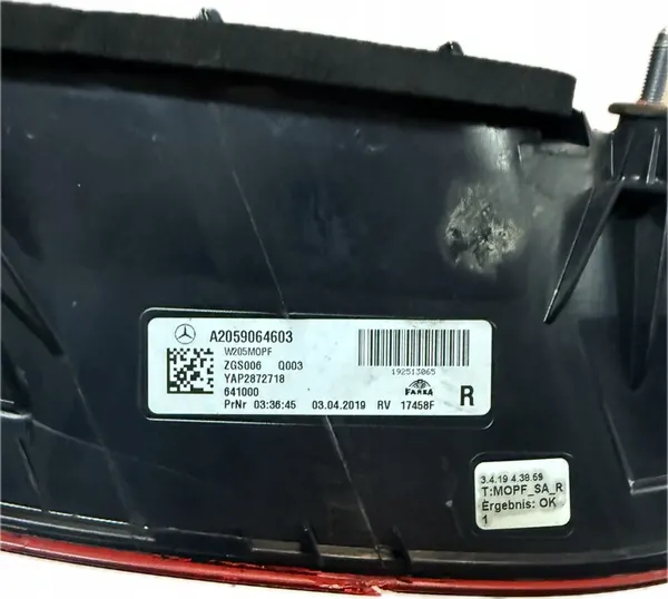 MERCEDES W205 RECHTER ACHTERLAMP A2059064603 image 3