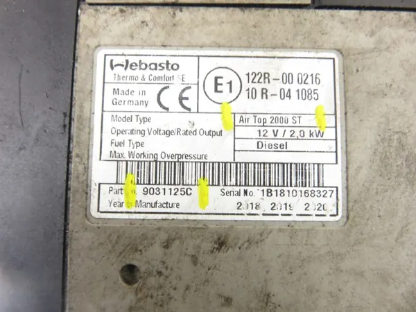 Webasto AirTop 2000STC 12V OEM 9031125C image 4