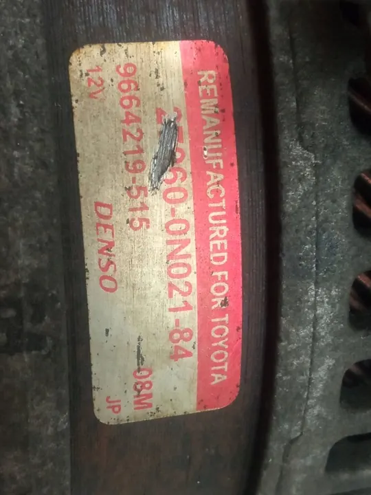 ALTERNATOR Toyota Auris I 1.4 D4D 2006-2012 OEM image 2