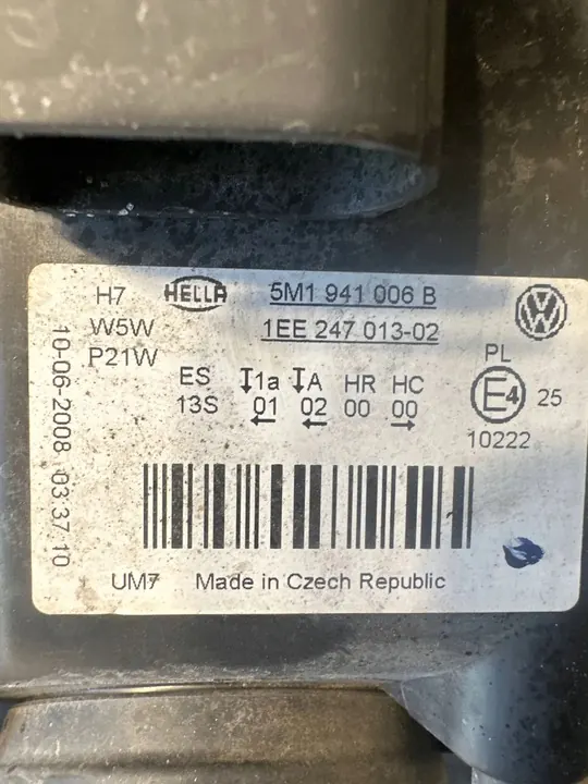 Volkswagen Golf Cross 2009 Farol dianteiro direito OEM 5M1941006B image 5