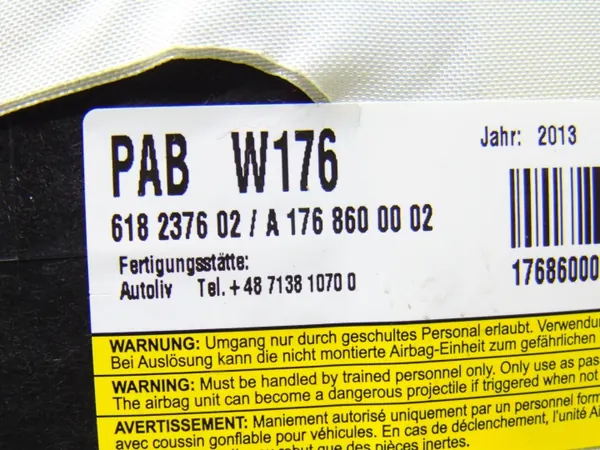 Airbag passageiro OEM A1768600002 para Mercedes W176 image 3