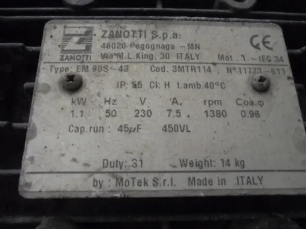 Elektromotor OEM 1111 für Zanotti Z25S/Z35S 230V image 3