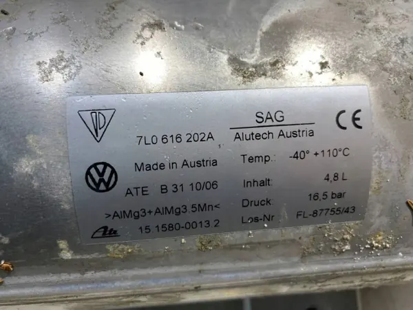 Ilmajousisäiliö VW Touareg I 7L 7L0616202A image 5