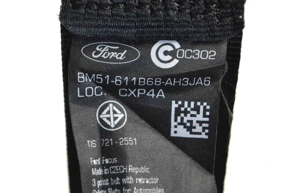 Rear Seat Belt Ford Focus MK3 HB Kombi Lift image 5
