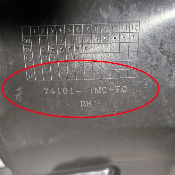 HONDA CITI Front Wheel Arch Right Sedan OEM 74101-TM0-T0 image 6