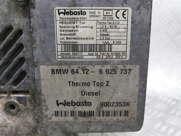 Webasto Water Heater BMW 7 E65 4.0 D image 2