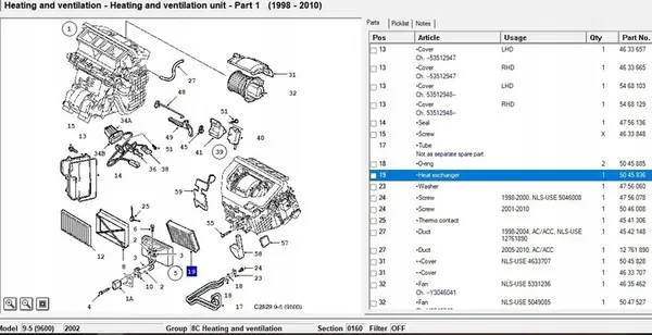 Saab 9-5 2006 Verwarmingsmatrix image 6