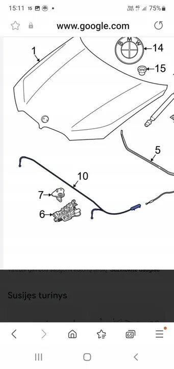 Huvlåskabel BMW X5 X6 X7 51237418204 image 5
