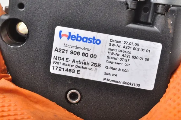 Motor de teto solar Mercedes W221 OEM A2219066000 image 3