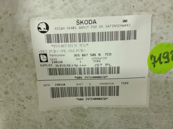 Skoda Superb III Zonnedak Hoofdlining OEM 3V5867501N image 9